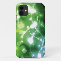Bright light green background with stars and bokeh