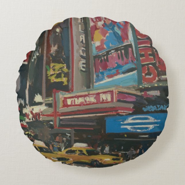 Bright Lights Times Square 2012 Round Cushion (Front)