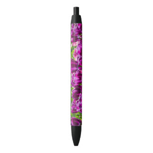 Bright lilac tulips on a sunny day black ink pen