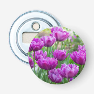 Bright lilac tulips on a sunny day bottle opener