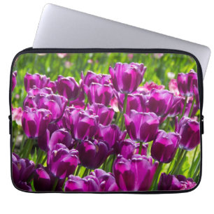 Bright lilac tulips on a sunny day    laptop sleeve