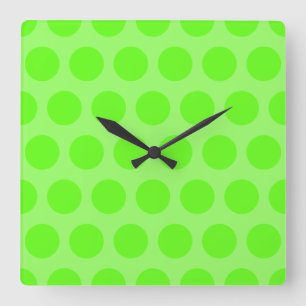 Bright Lime Dots Square Wall Clock