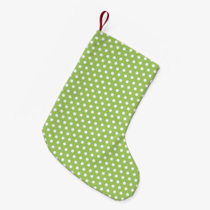 Bright Lime Green And White Polka Dots Pattern Small Christmas Stocking