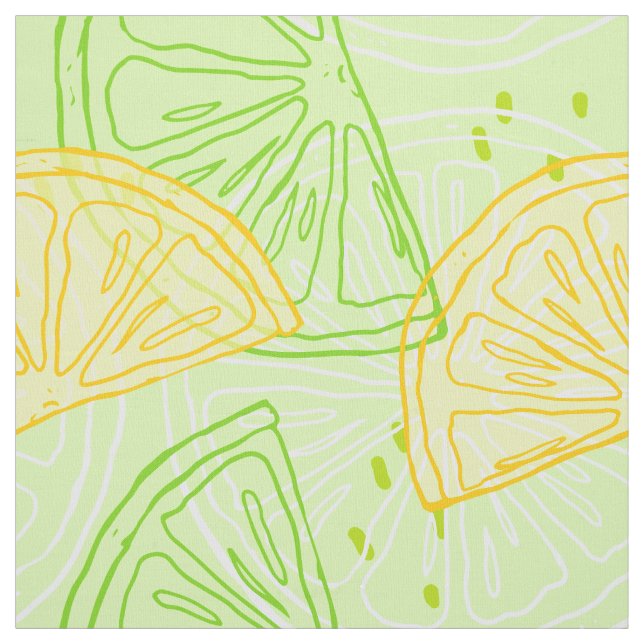 Bright lime green citrus lemons pattern fabric (Swatch)