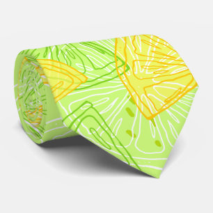 Bright lime green citrus lemons pattern tie