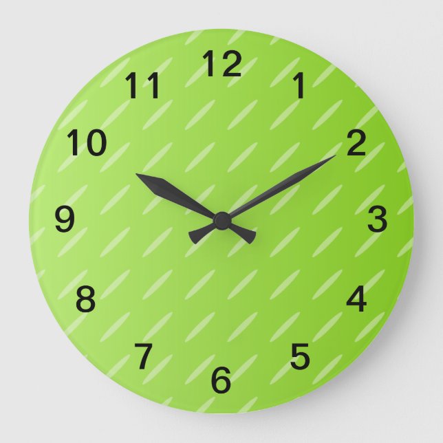 Bright Lime Green Patterned Background Design. Large Clock (Front)