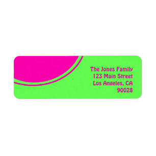 Bright lime green pink mod circle return address label