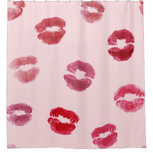 Bright Lips Imprints Valentine Pattern Shower Curtain