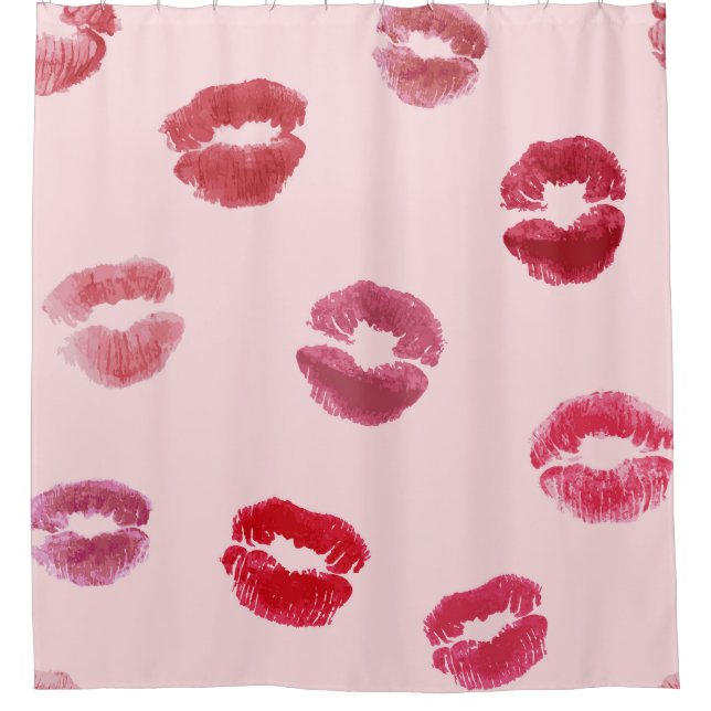 Bright Lips Imprints Valentine Pattern Shower Curtain (Front)
