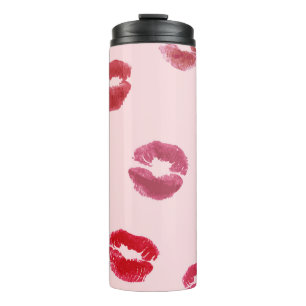 Bright Lips Imprints Valentine Pattern Thermal Tumbler