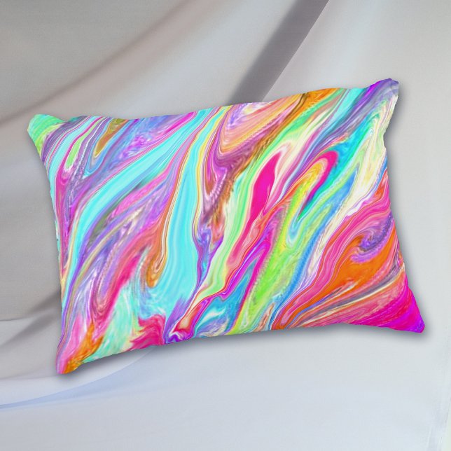 Bright Liquid Colour Neon Abstract Pattern Decorative Cushion (Creator Uploaded)