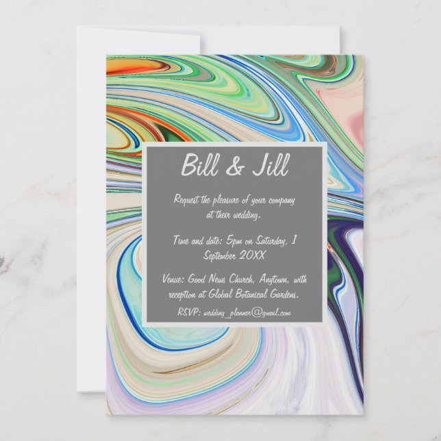 Bright Liquid Marble Wedding Invitation (Front)