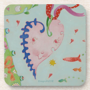 Bright little happy heart coaster