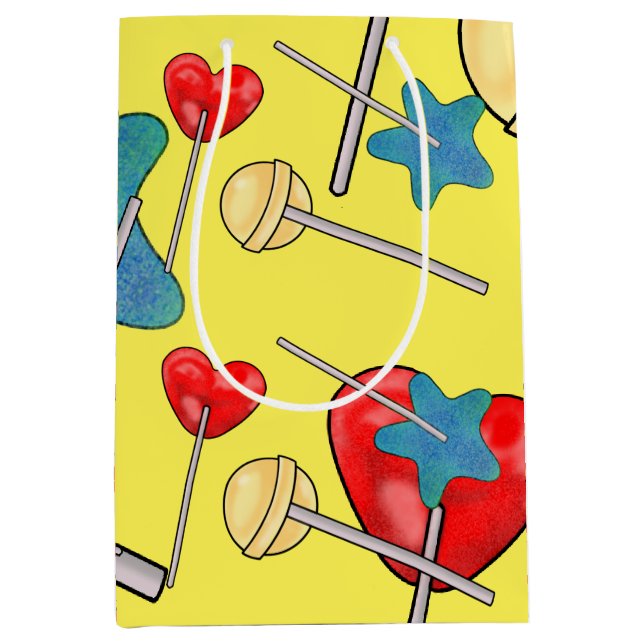 Bright Lollipop Heart Candy Sweet Star Love Medium Gift Bag (Front)