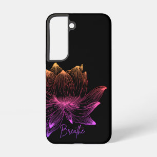 Bright Lotus Neon Rainbow Floral Black Samsung Galaxy Case