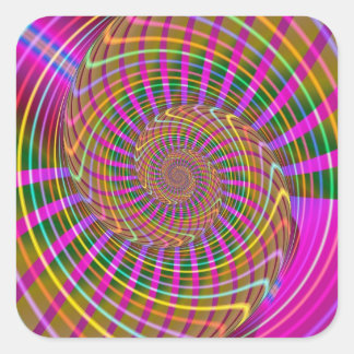 Bright Luminance Cool Geometric Fractal Pattern Square Sticker