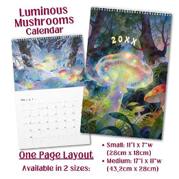 Bright Luminous Psychedelic Mushroom  Calendar
