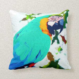 Bright Macaw Parrot Portrait Cushion