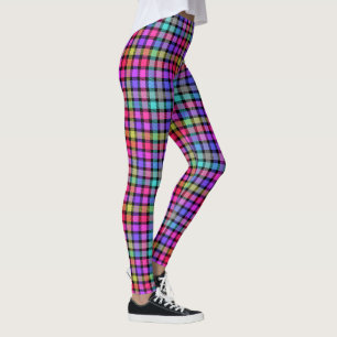 Bright Madras Plaid Rainbow Check Leggings