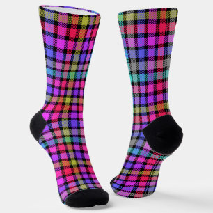 Bright Madras Plaid Rainbow Check Socks