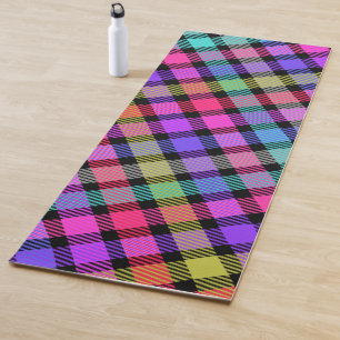 Bright Madras Plaid Rainbow Check Yoga Mat