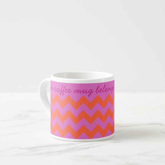 Bright Magenta and Orange Chevrons Espresso Cup (Front Left)