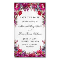 Bright Magenta Floral Budget Save the Date Magnets