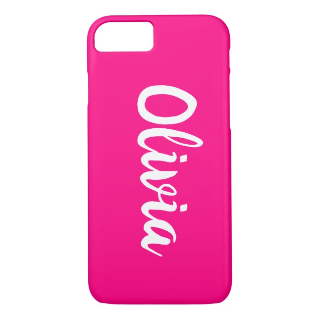 Bright Magenta Hot Pink Custom Name Case-Mate iPhone Case (Back)