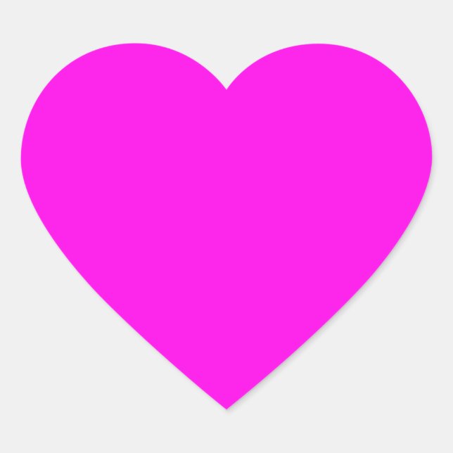 Bright Magenta Solid Colour Heart Sticker (Front)
