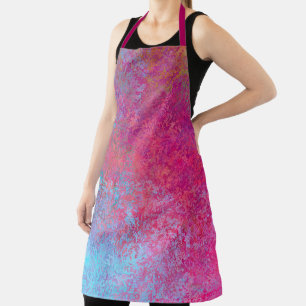 Bright Magenta Sunset Abstract Acrylic Pour Apron