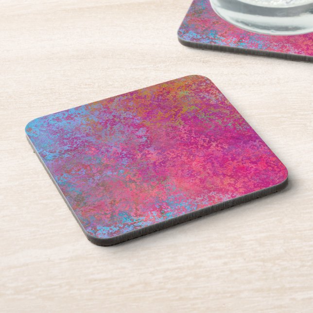 Bright Magenta Sunset Abstract Acrylic Pour Coaster (Left Side)