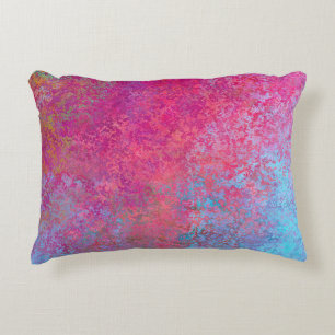 Bright Magenta Sunset Abstract Acrylic Pour Decorative Cushion