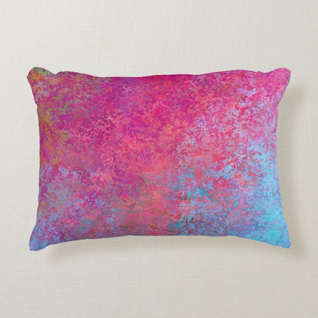 Bright Magenta Sunset Abstract Acrylic Pour Decorative Cushion (Front)