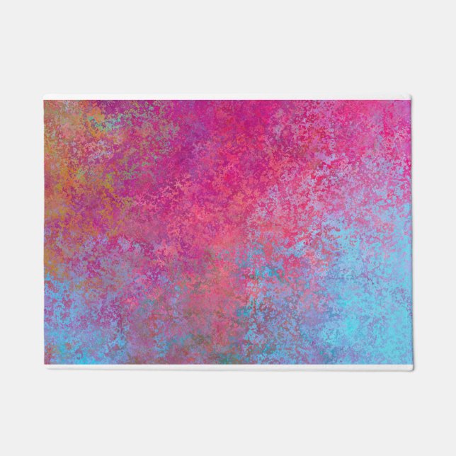 Bright Magenta Sunset Abstract Acrylic Pour Doormat (Front)