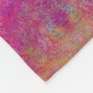 Bright Magenta Sunset Abstract Acrylic Pour Fleece Blanket