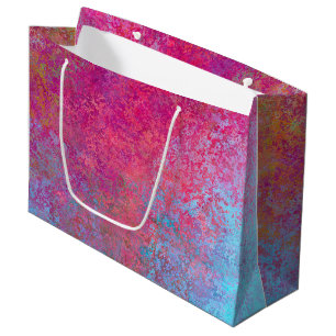 Bright Magenta Sunset Abstract Acrylic Pour Large Gift Bag