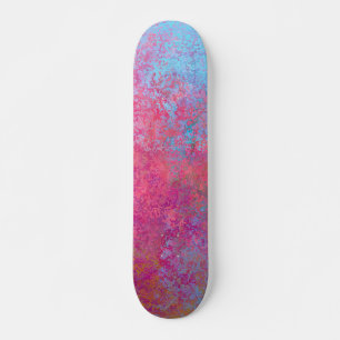 Bright Magenta Sunset Abstract Acrylic Pour Skateboard
