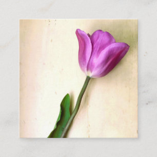Bright Magenta Tulip Poetic Square Business Card
