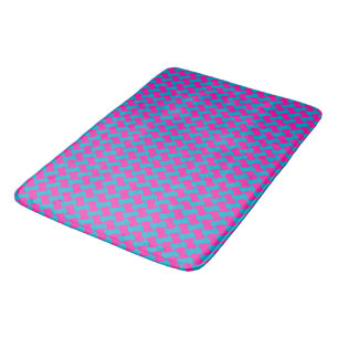 Bright Magenta Turquoise Islamic Geometric Pattern Bath Mat