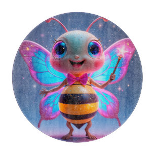 Bright Magical Bee Character With Sparkling Wings Cutting Board