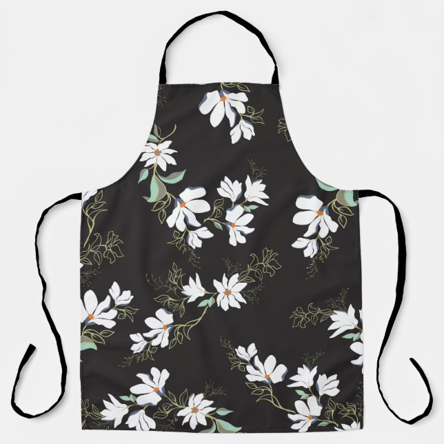 Bright Magnolia Seamless Pattern Apron (Front)