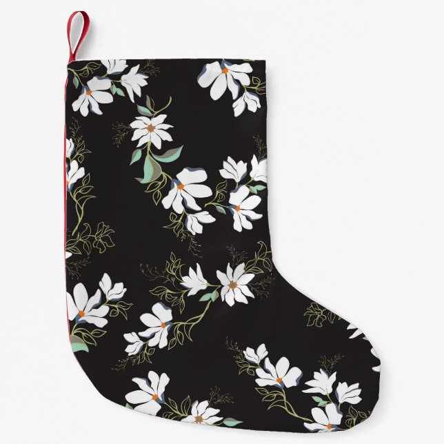 Bright Magnolia Seamless Pattern Small Christmas Stocking (Front)