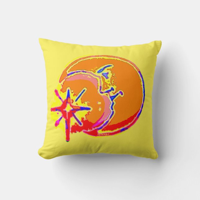Bright Man in the Moon Throw Pillow (Front)