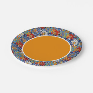 bright mandala paper plate