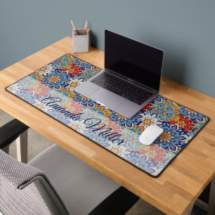 bright mandala personalised desk mat