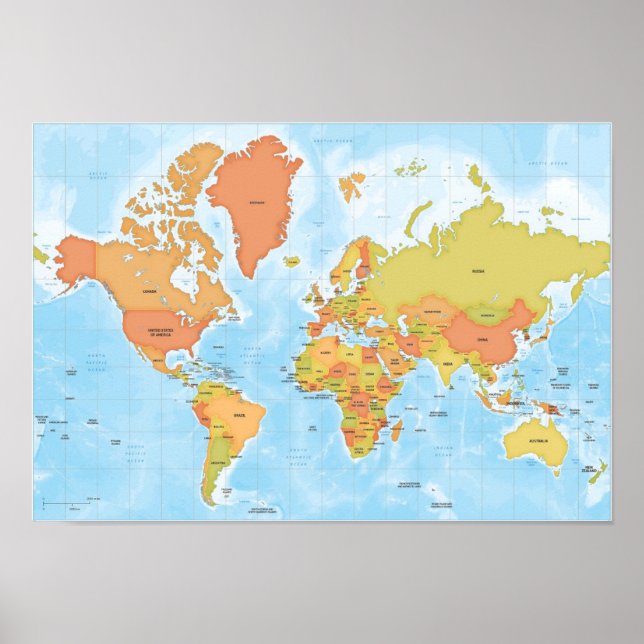 Bright map of the world poster (Front)