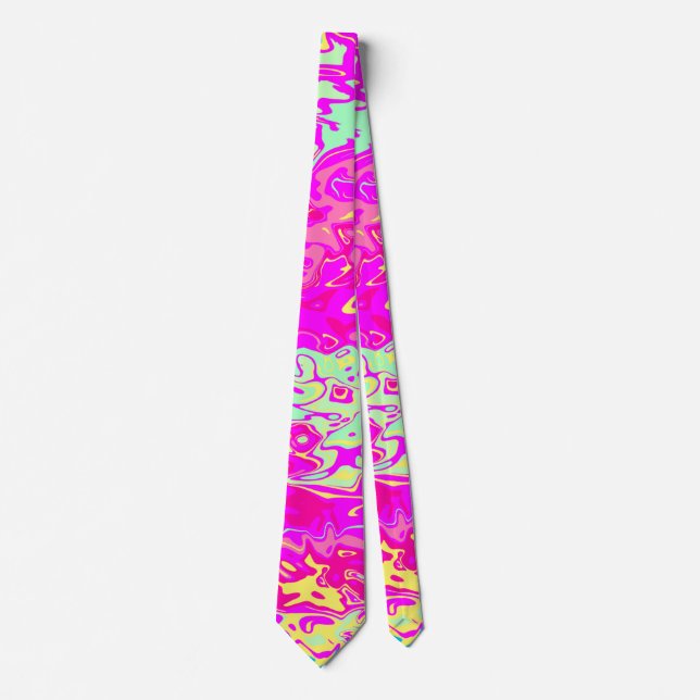 Bright Marbleised Colours Abstract Design on Tie (Front)