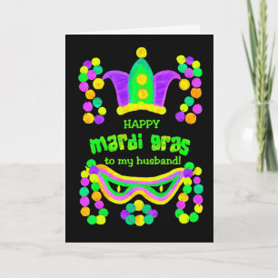 Bright Mardi Gras Card for Husband on Black