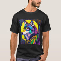 Bright Mardi Gras Wolf
