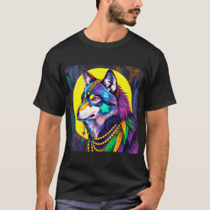 Bright Mardi Gras Wolf T-Shirt